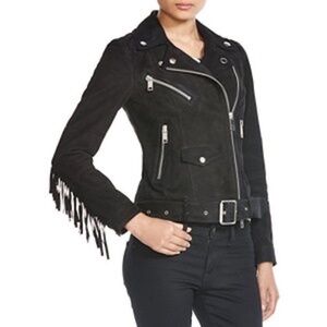 NEW AUTHENTIC BURBERRY FRINGE DETAIL SUEDE BIKER JACKET